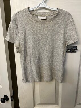 TNA Heather Ribbed Crop Tee in Light Grey size S